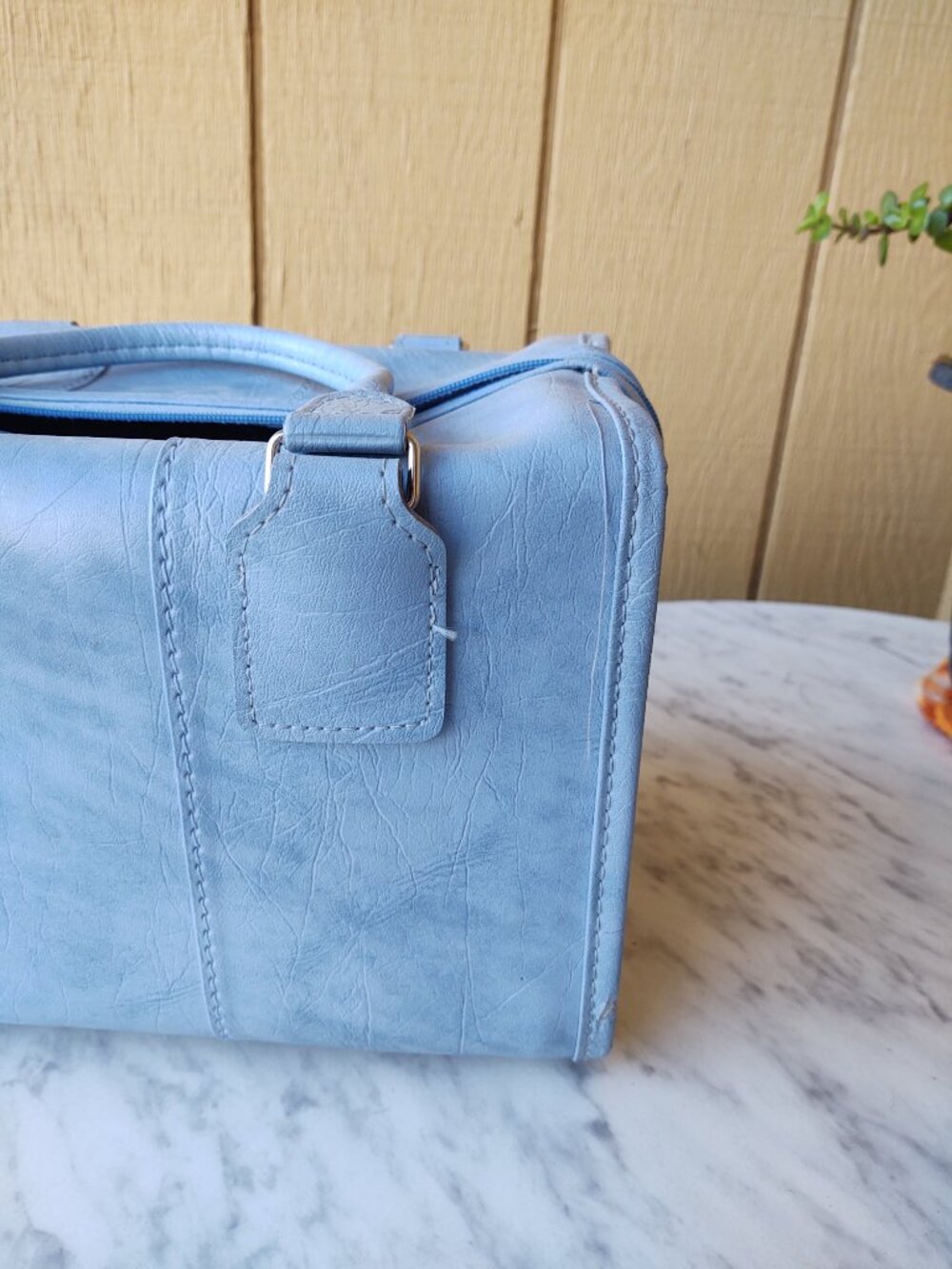 SAMSONITE BOSTON BAG POWDER BLUE FOOTED CARRY ON MAKE UP CASE LEATHER LIKE - Picture 15 of 16